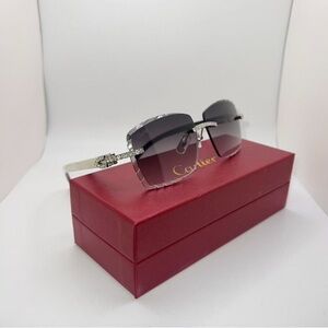 Cartier Silver Sunglasses with Dark Lenses